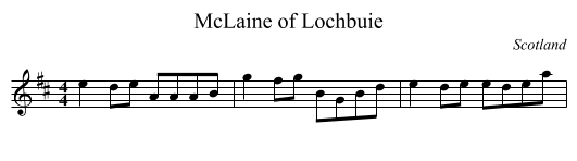 McLaine of Lochbuie - staff notation