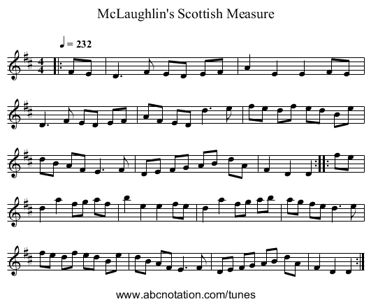 McLaughlin's Scottish Measure - staff notation