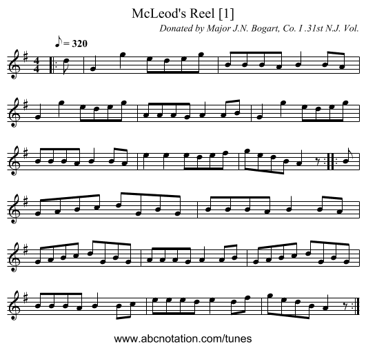 McLeod's Reel [1] - staff notation