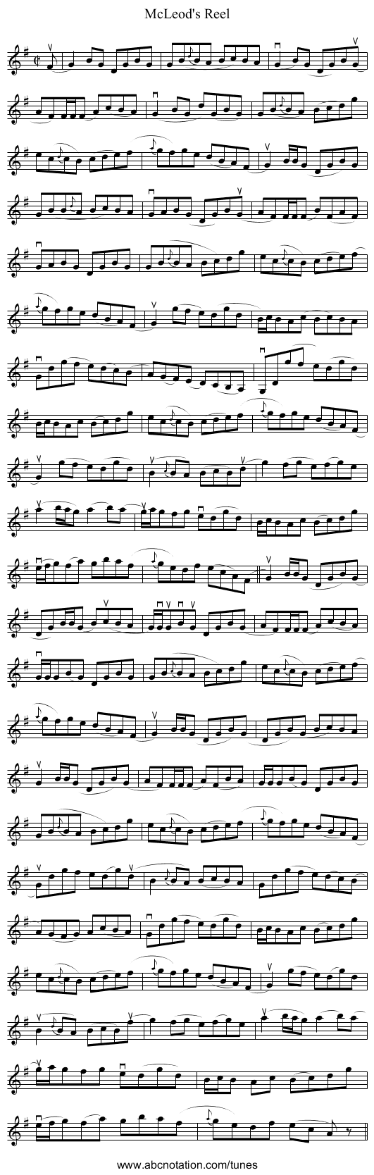 McLeod's Reel - staff notation
