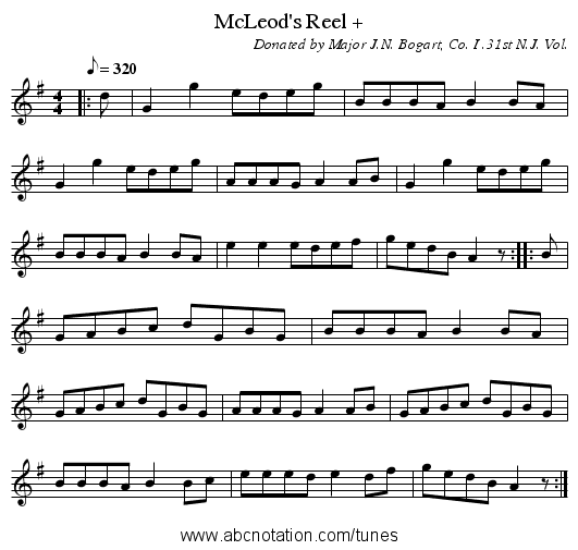 McLeod's Reel + - staff notation