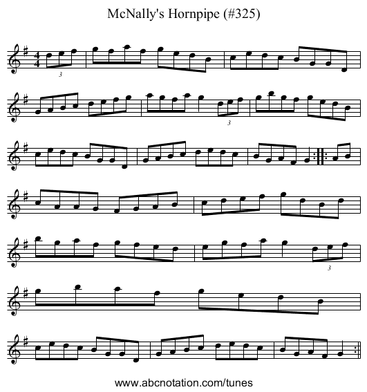 McNally's Hornpipe (#325) - staff notation