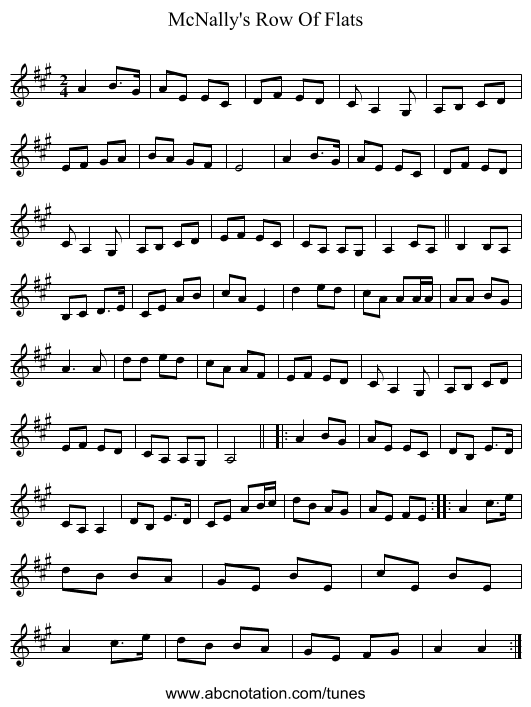 McNally's Row Of Flats - staff notation