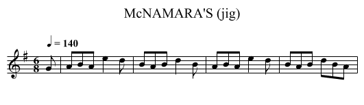 McNAMARA'S (jig) - staff notation