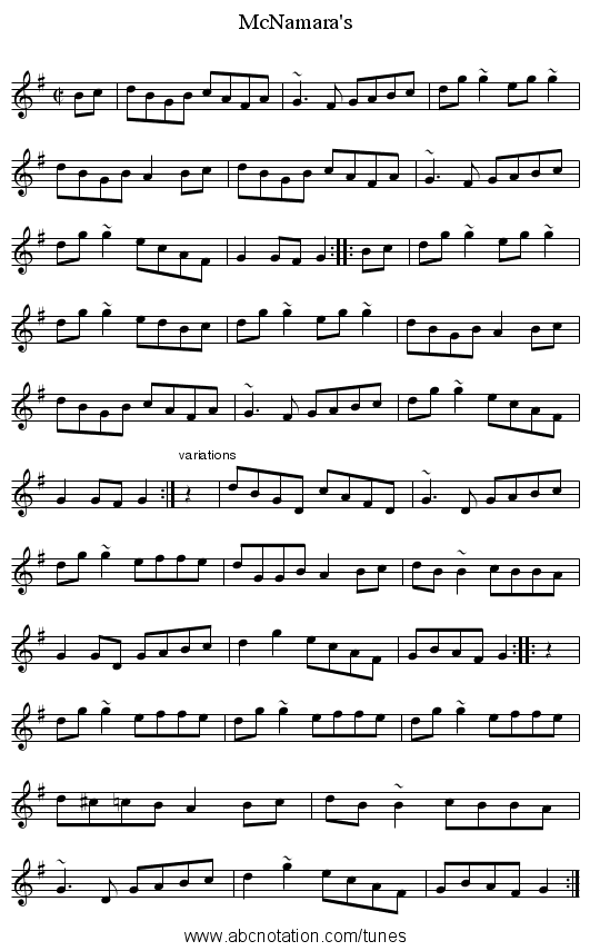 McNamara's - staff notation