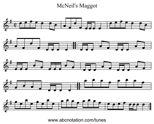 McNeil's Maggot - staff notation