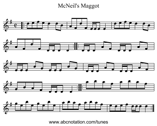 McNeil's Maggot - staff notation