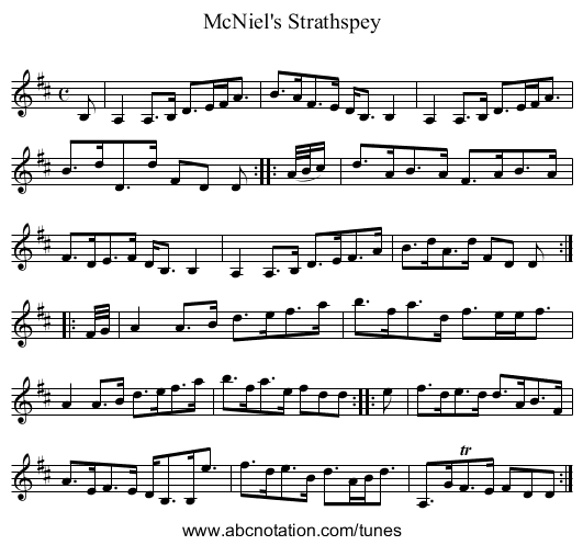 McNiel's Strathspey - staff notation