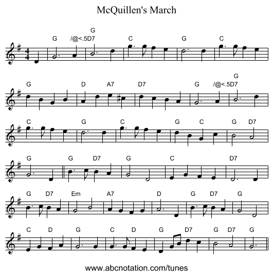McQuillen's March - staff notation