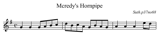 Mcredy's Hornpipe - staff notation