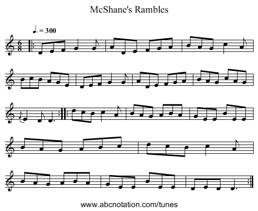 McShane's Rambles - staff notation