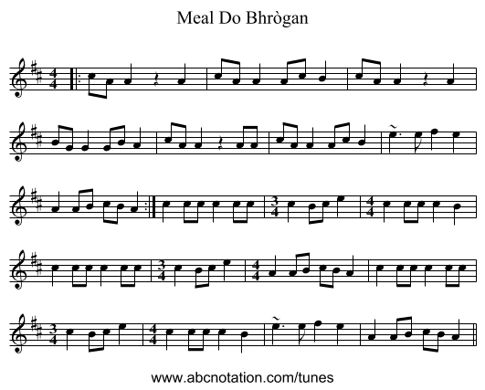 Meal Do Bhrògan - staff notation