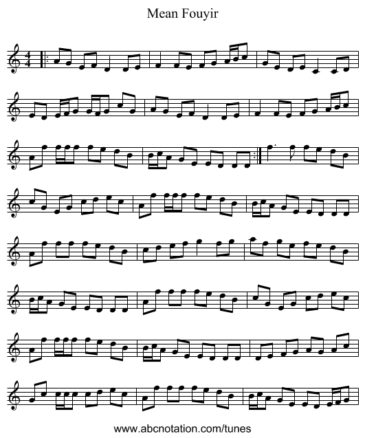 Mean Fouyir - staff notation