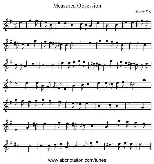 Measured Obsession - staff notation