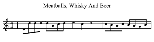Meatballs, Whisky And Beer - staff notation