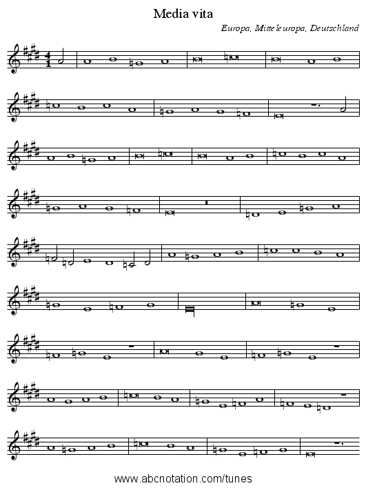 Media vita - staff notation