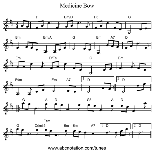 Medicine Bow - staff notation