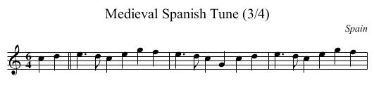 Medieval Spanish Tune (3/4) - staff notation