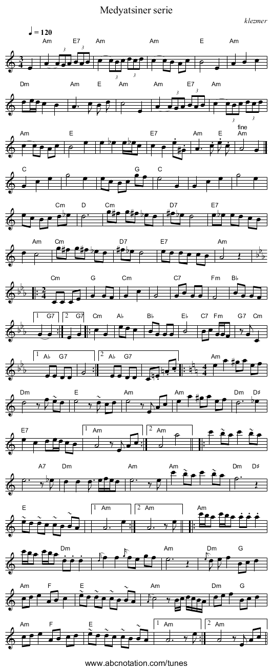 Medyatsiner serie - staff notation