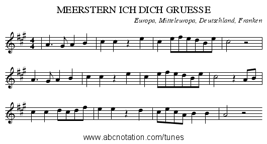 MEERSTERN ICH DICH GRUESSE - staff notation