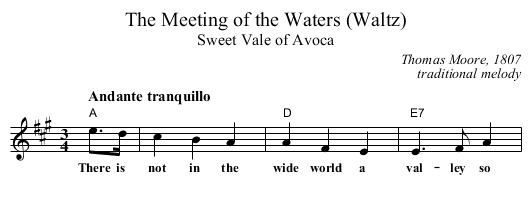 Meeting of the Waters (Waltz), The - staff notation