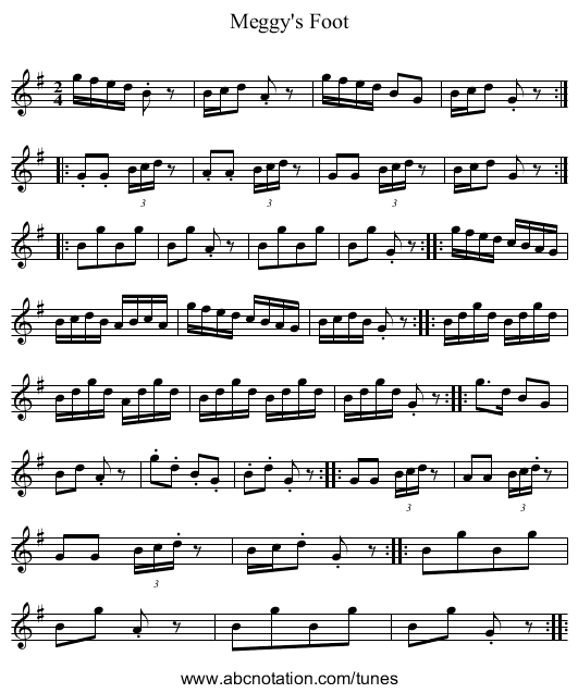 Meggy's Foot - staff notation