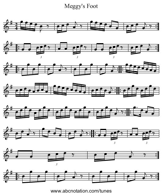 Meggy's Foot - staff notation