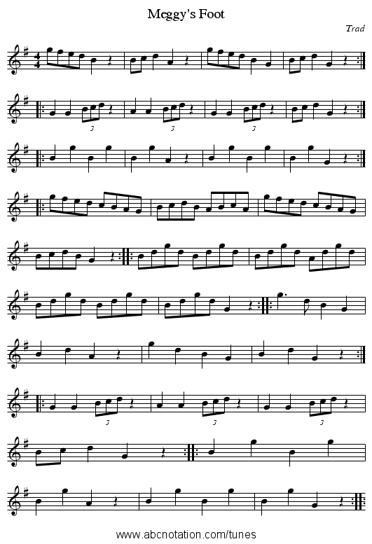 Meggy's Foot - staff notation