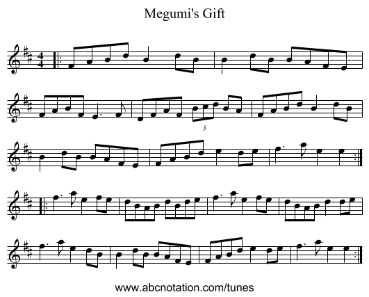 Megumi's Gift - staff notation