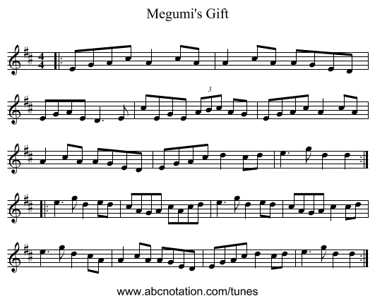 Megumi's Gift - staff notation