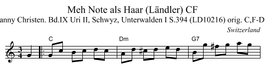 Meh Note als Haar (L&auml;ndler) CF - staff notation