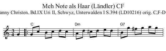 Meh Note als Haar (L&auml;ndler) CF - staff notation