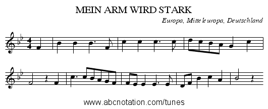 MEIN ARM WIRD STARK - staff notation