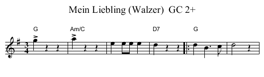 Mein Liebling (Walzer)  GC 2+ - staff notation