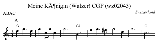 Meine KÃ¶nigin (Walzer) CGF (wz02043) - staff notation