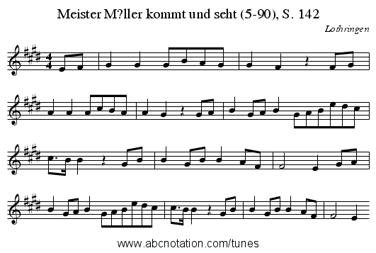 Meister M?ller kommt und seht (5-90), S. 142 - staff notation