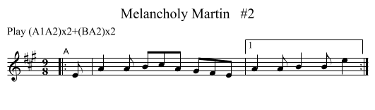 Melancholy Martin   #2 - staff notation