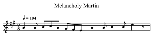 Melancholy Martin - staff notation