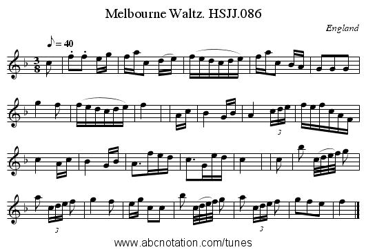 Melbourne Waltz. HSJJ.086 - staff notation