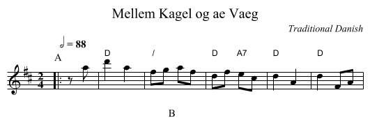 Mellem Kagel og ae Vaeg - staff notation