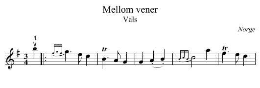 Mellom vener - staff notation