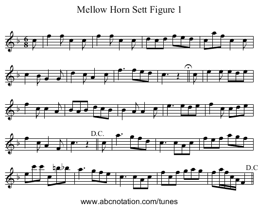 Mellow Horn Sett Figure 1 - staff notation