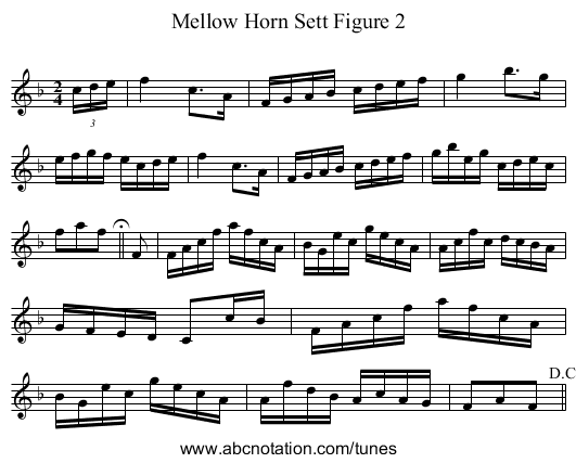 Mellow Horn Sett Figure 2 - staff notation