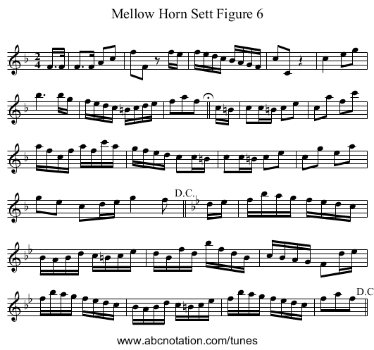 Mellow Horn Sett Figure 6 - staff notation