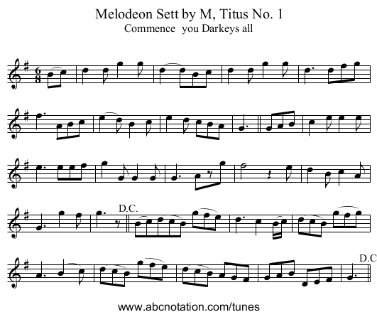 Melodeon Sett by M, Titus No. 1 - staff notation