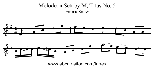 Melodeon Sett by M, Titus No. 5 - staff notation