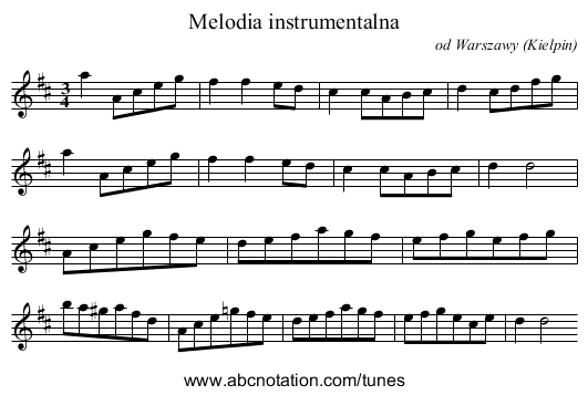 Melodia instrumentalna - staff notation