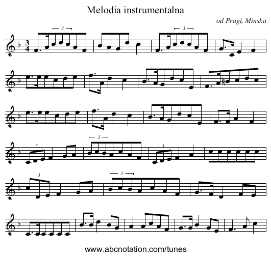 Melodia instrumentalna - staff notation