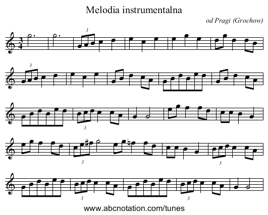 Melodia instrumentalna - staff notation