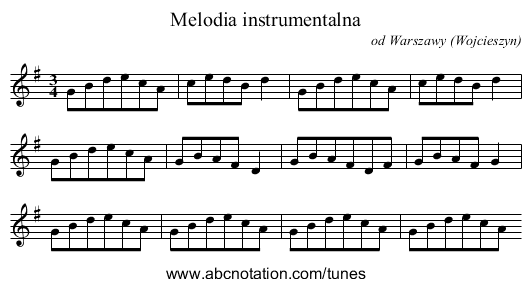 Melodia instrumentalna - staff notation